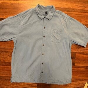 Tommy Bahama Blue 100% Silk Short-Casual Button-Down Shirt